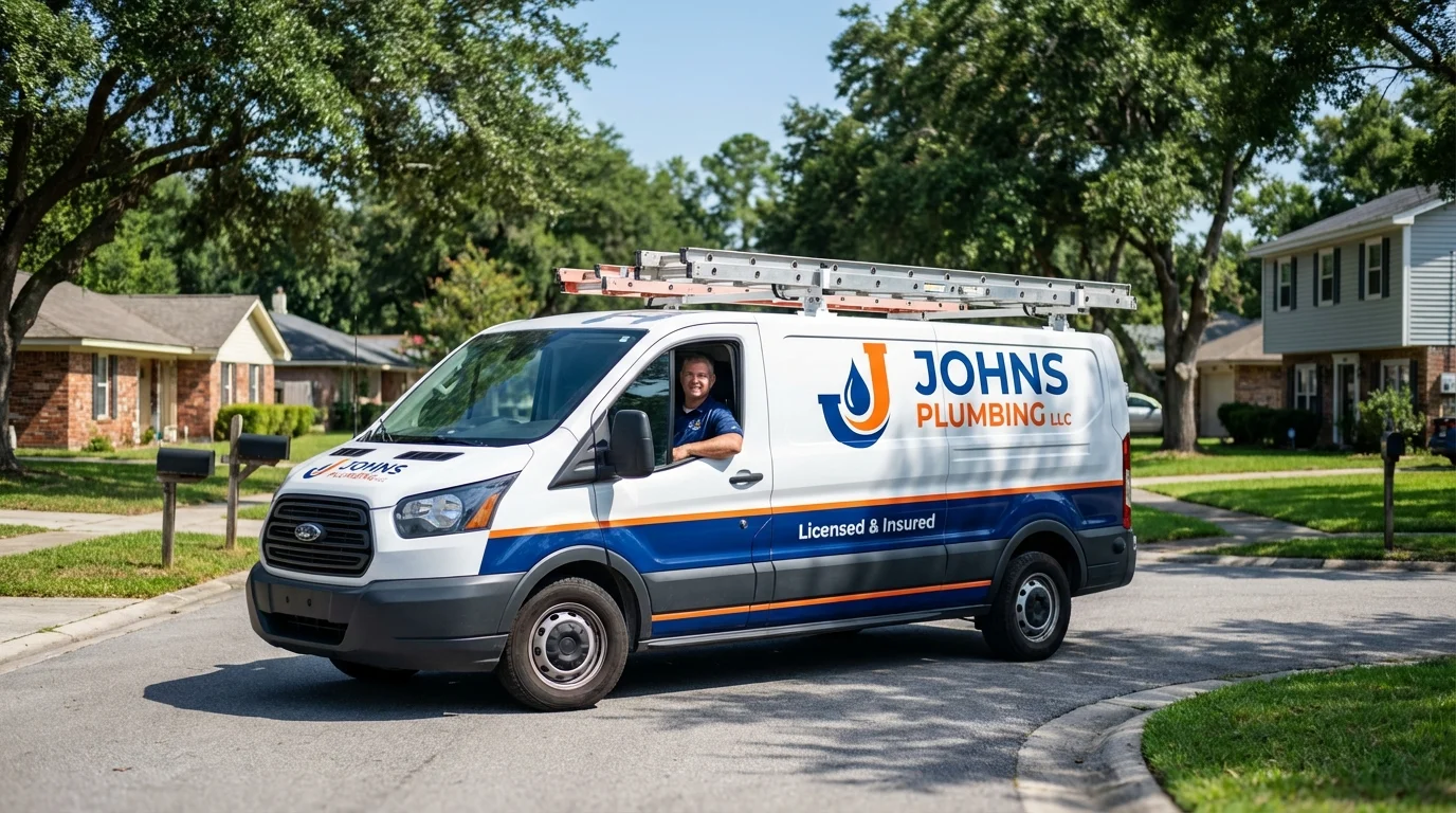 Johns Plumbing LLC service van in Konawa, OK