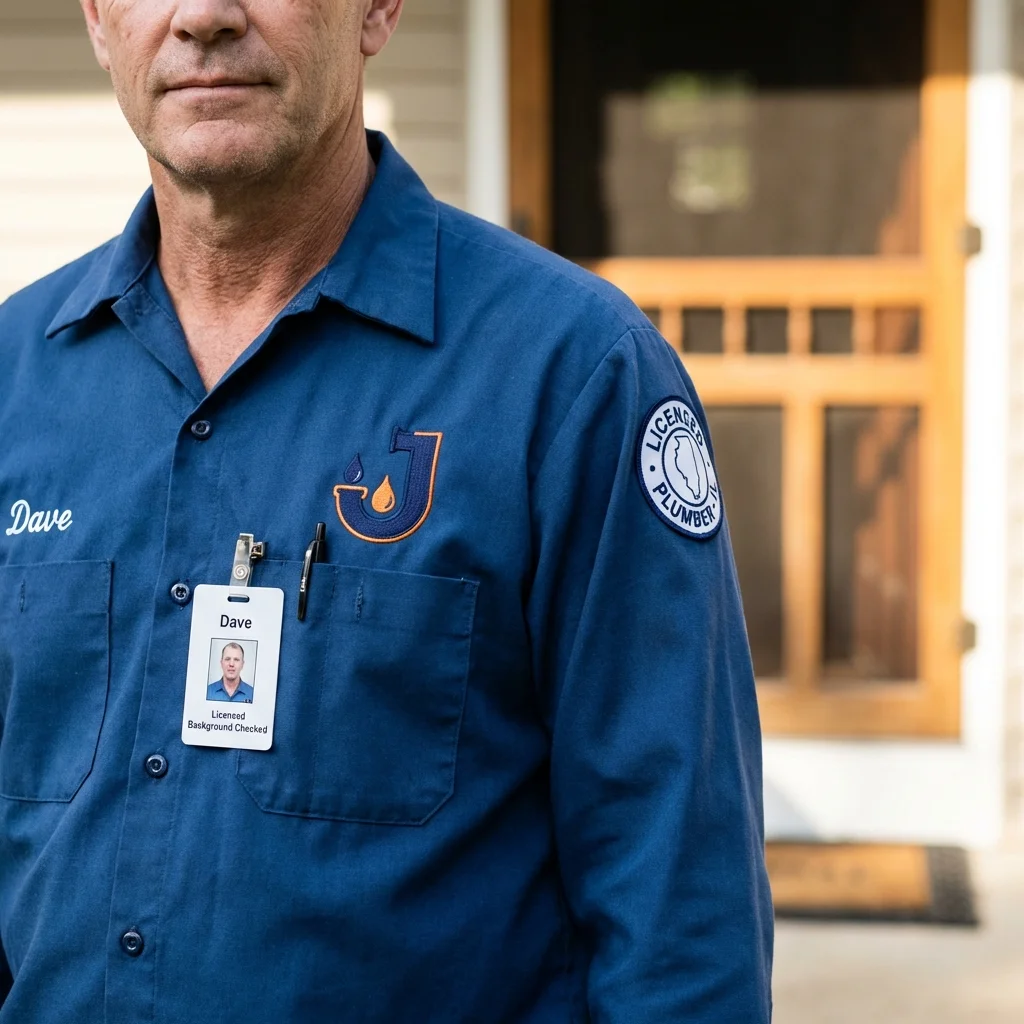 Licensed plumber showing ID badge in Konawa, OK
