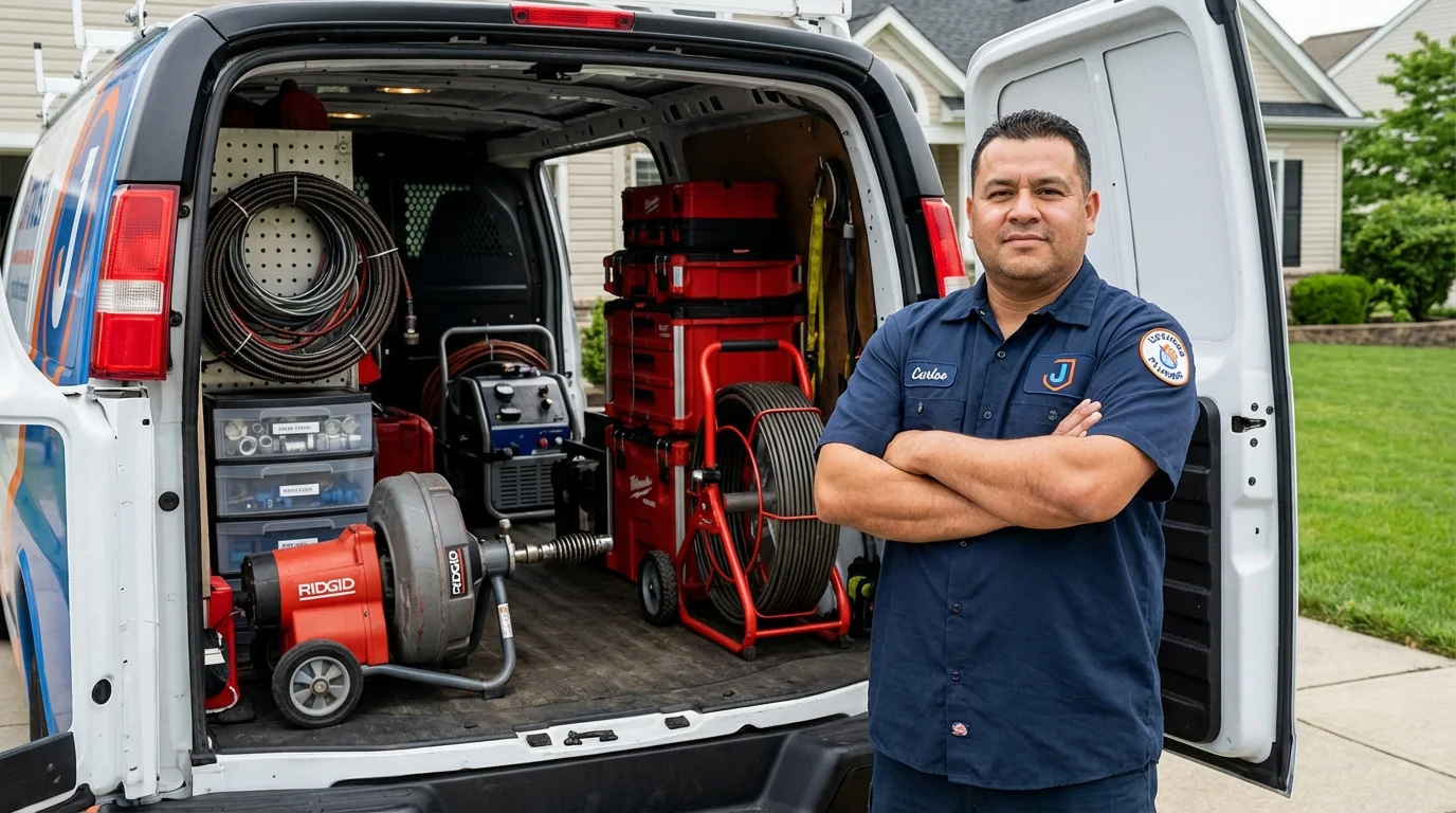 Professional drain cleaning equipment and Johns Plumbing LLC plumber in Konawa