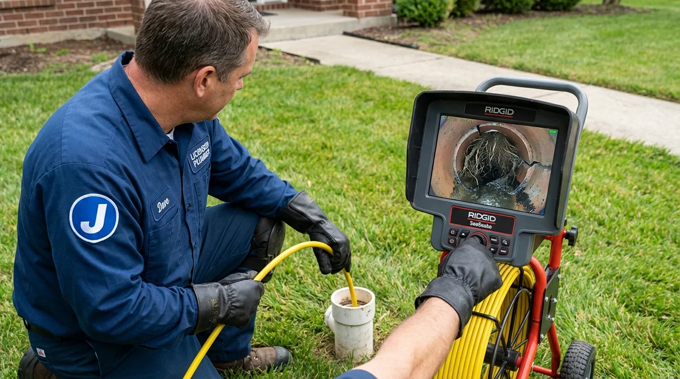 Sewer camera inspection being performed by Johns Plumbing LLC in Konawa