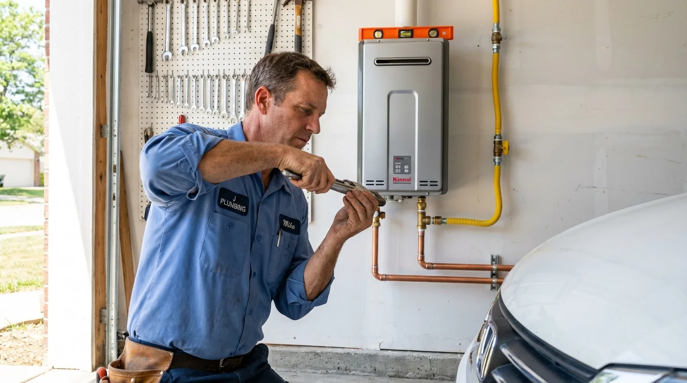 Tankless water heater installation by a Johns Plumbing LLC plumber in Konawa